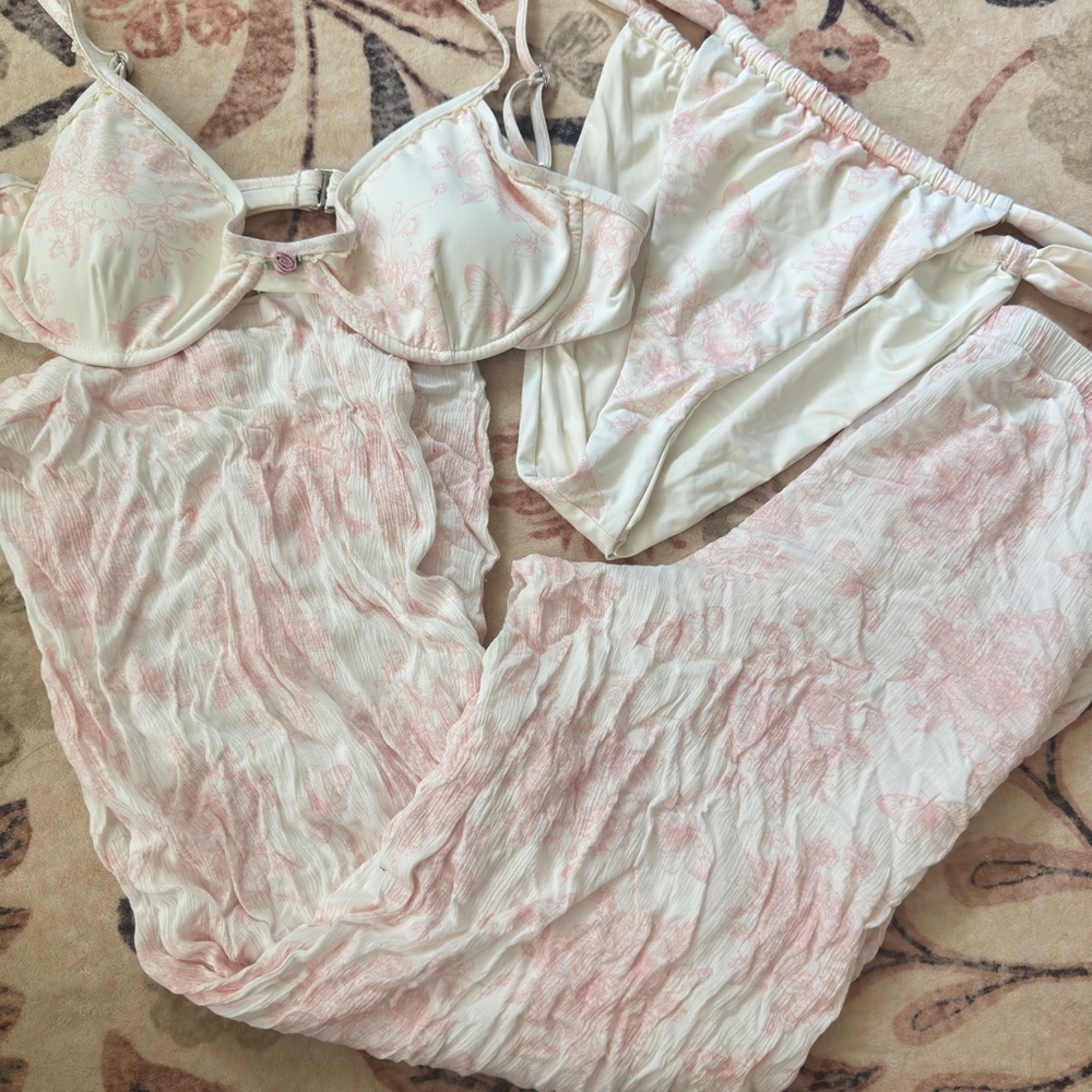 Dippin' Daisy's Pink and White/Pink Bikini Set